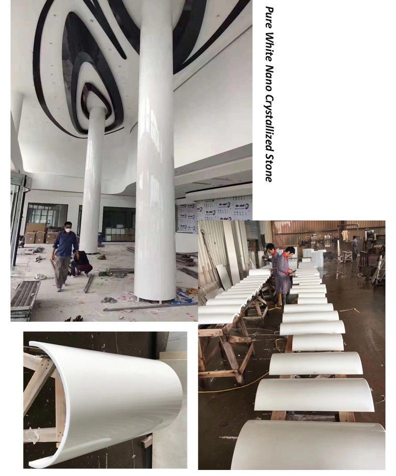 White Nano Glass stone column cladding(001)