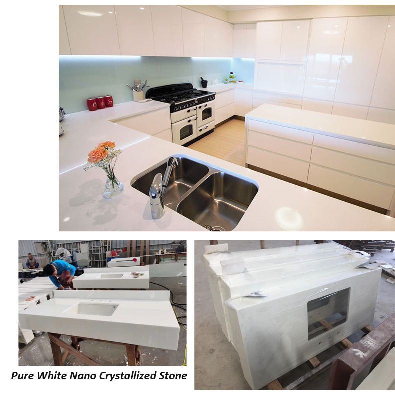 Polished White Nano Glass Vanity tops