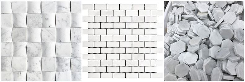 White Cararra Marble 3D Mosaic
