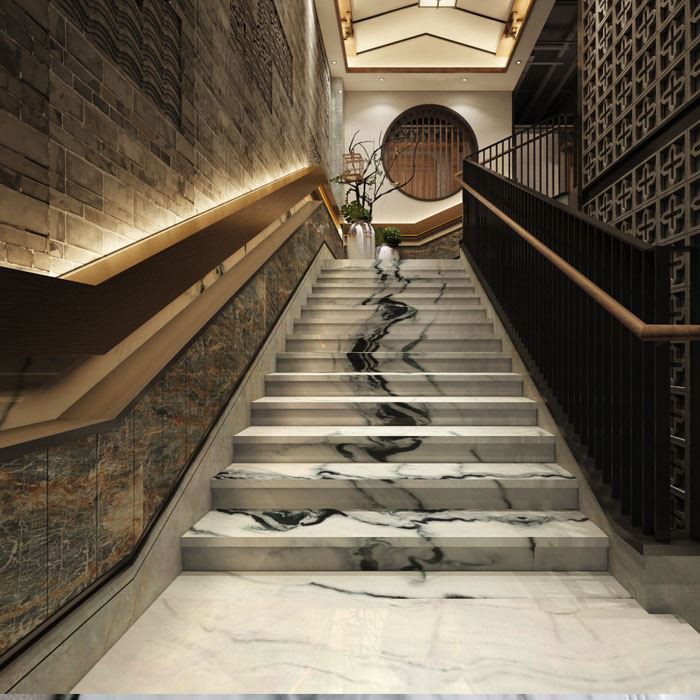 Panda white marble Stair tile