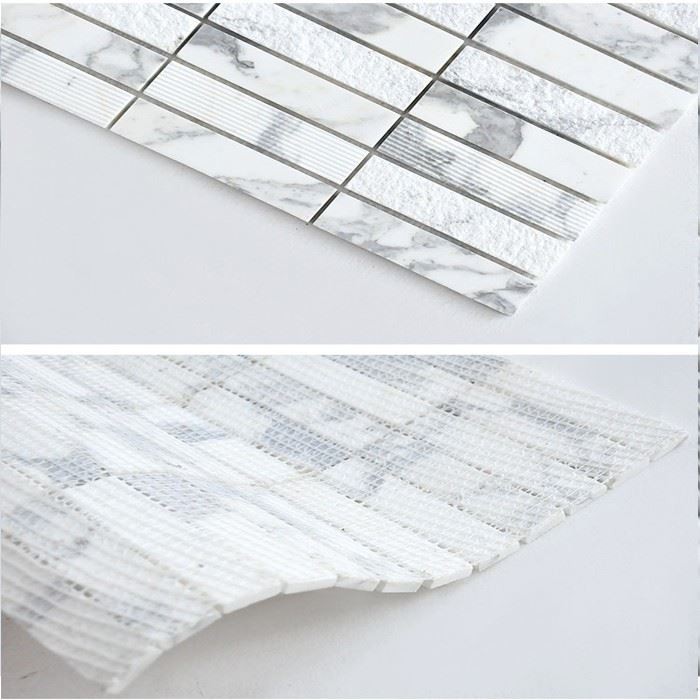 white calacatta marble kitchen mosaic tiles