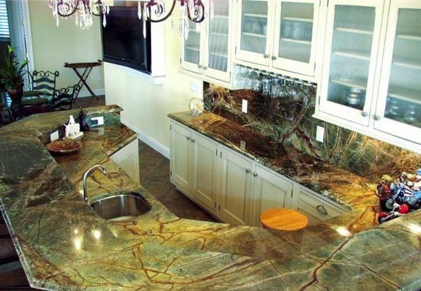 Rainforest Green Marble U Shape Countertops