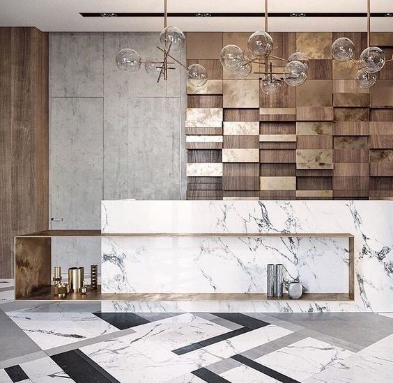 Reception Desks Design with Calacatta Marble