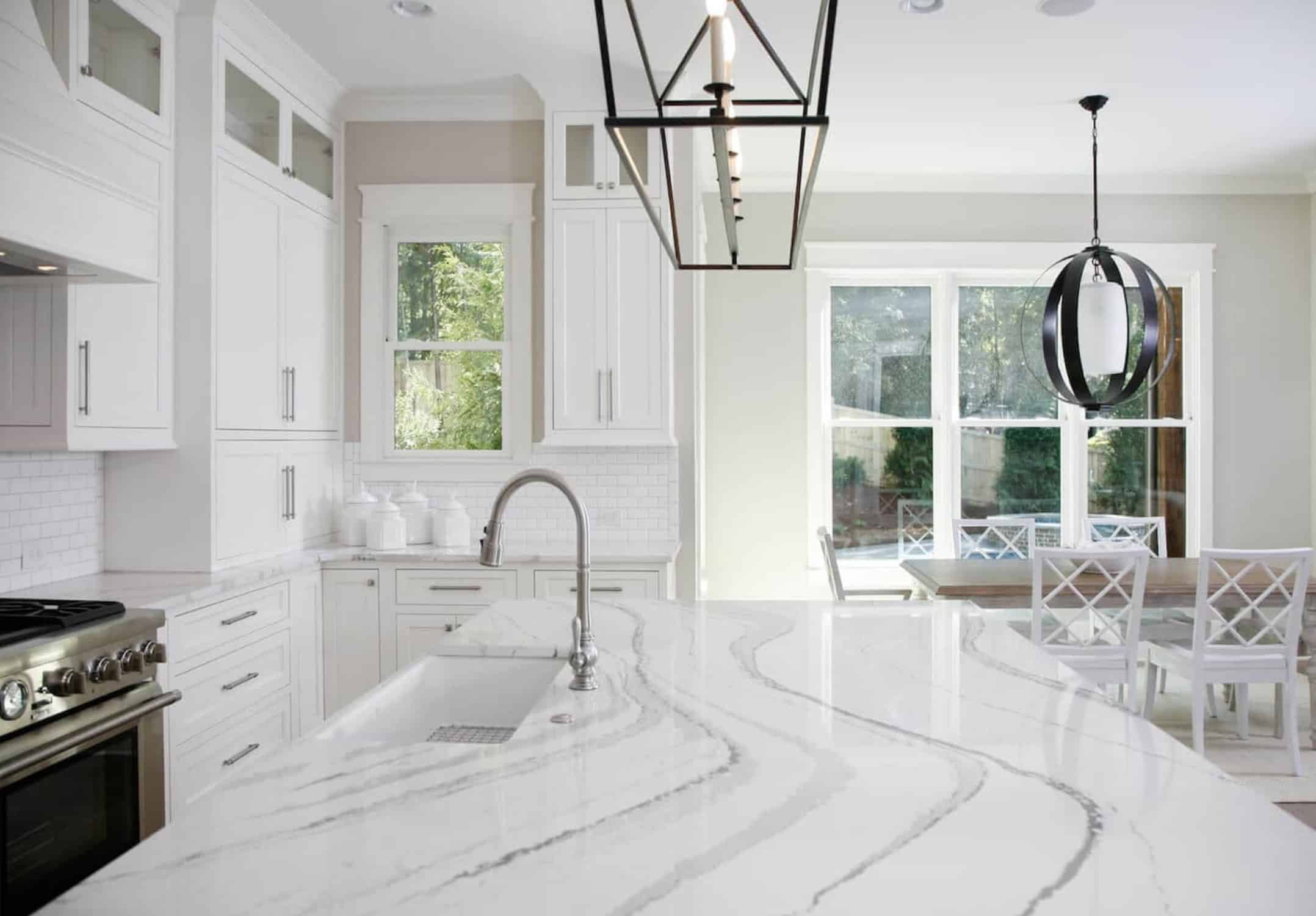 Calacatta Quartz Countertops in Kitchen