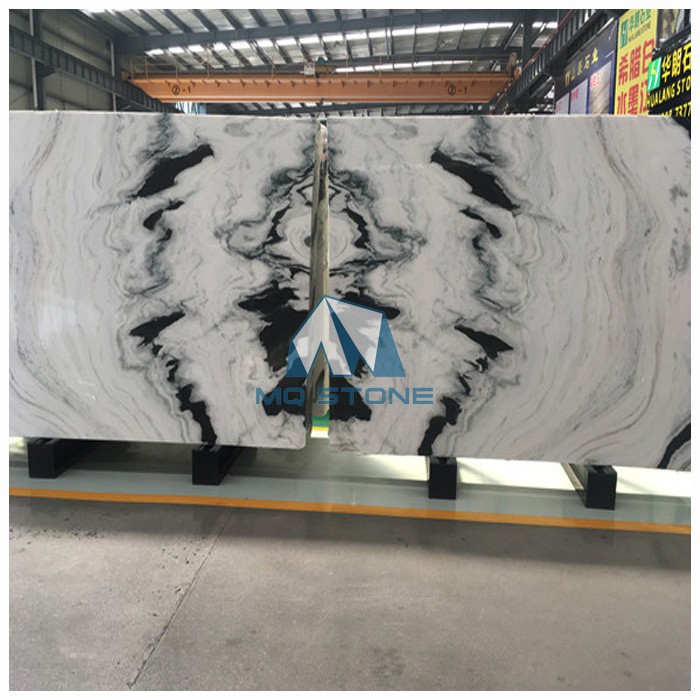 panda white marble bookmatch big slabs