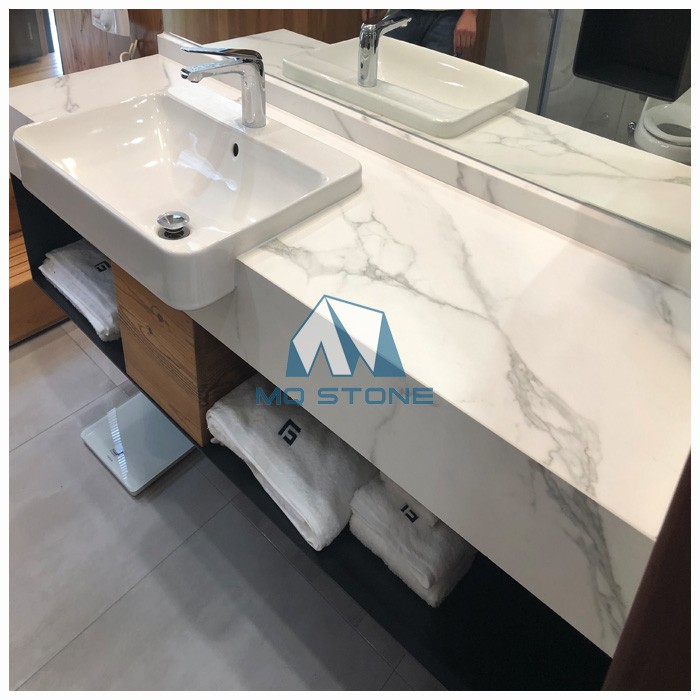 Statuario White Sintered Stone vanity top