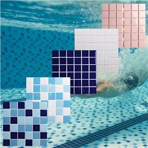 Blue And White Mosaic Floor Tile